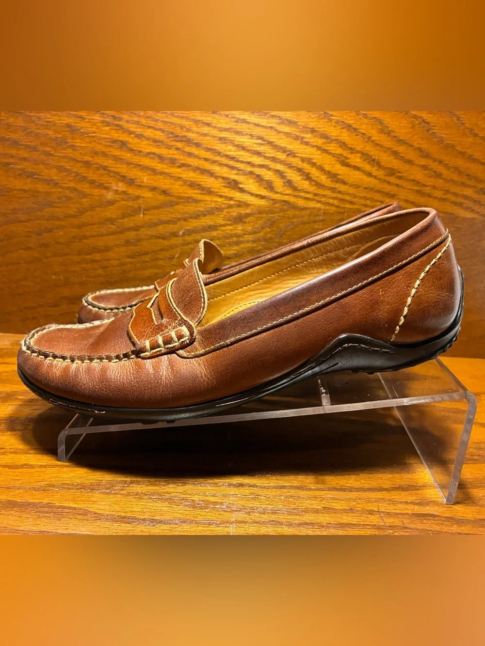 Martin Dingman Vibram Sole Penny Loafers Brown Leather Size 9.5